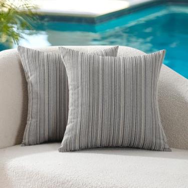 Imagem de VAKADO Capas de almofada impermeáveis para ambientes externos, 30 x 50 cm, conjunto de 2 capas decorativas de madeira externa para móveis de pátio, decoração para banco de jardim, varanda, sofá, tenda