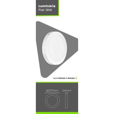 Imagem de Luminaria sobrepor redonda branca flat led 18w autovolt 4000k 207x24 1