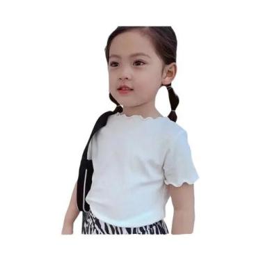 Imagem de Camiseta Listrada De Seda Gelada Para Meninas Estilo Coreano Manga Cur