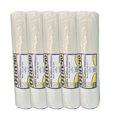 Imagem de Bobina plástica picotada 30x40 5un saco transparente mercado - E A COS