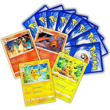 Imagem de Kit de100 Cartas Originais Pokemon com 10 Cartas Brilhantes - Sem Repetidas