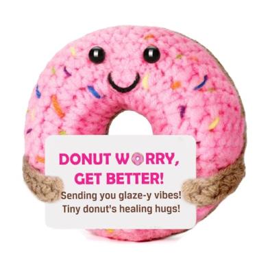 Imagem de Positive Gifts Donut Doll, Motivational Crochet Plush Gift from Friend, Inspirational Donut Doll with Inspirational Card, Encouraging Motivational Decor Presents, Handmade Gifts for Boys Girls