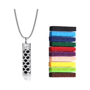 Imagem de Colar Difusor De Óleo Essencial Em Aço Inoxidável Para Mulheres Com Pa