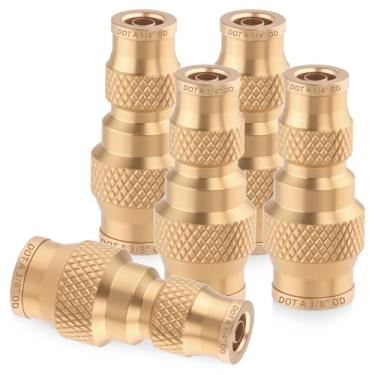 Imagem de HASAOMOI 5 peças 1/10.2 cm OD x 3/20.3 cm OD de encaixe rápido para conectar, união/acoplador redutor reto de união de latão aprovado pelo DOT, kit de suspensão de mola de ar adaptador de linha de ar