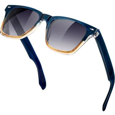 Imagem de KANASTAL Óculos de Sol Polarizado Preto Claro Feminino Masculino Acetato Proteção UV400 TR90 Oculos Azul Escuro Quadrado Classico Retro Grande Black Sunglasses para Praia Viajando -Armação Laranja