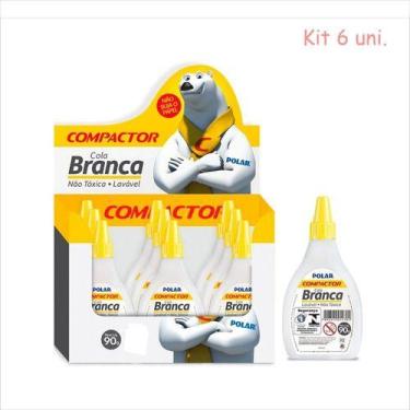 Imagem de Cola Branca Escolar Compactor Polar 90g C/ 6 Unidades