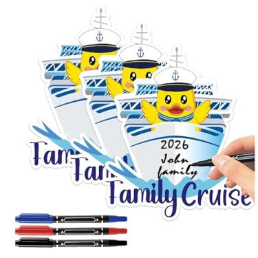 Imagem de AnyDesign 4 peças de ímãs de decoração de porta de navio de cruzeiro náutico família cruzeiro DIY adesivos magnéticos com canetas de tinta para aniversário, carnaval, geladeira, geladeira, decoração