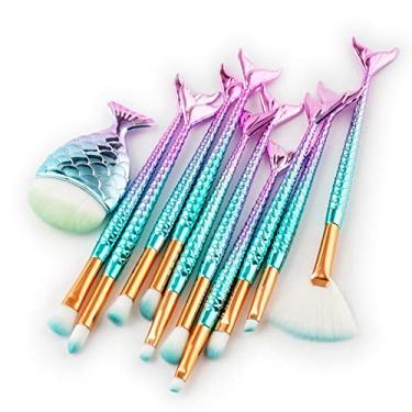 Imagem de CUOFYUNL 11pcs Conjunto de pincéis de maquiagem para pó cosmético para base e sombra Kit de pincéis para mistura