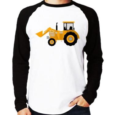 Imagem de Camiseta Raglan Trator Pá Carregadeira Amarelo Manga Longa - Foca na M