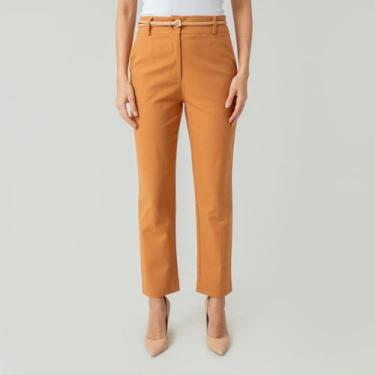 Imagem de Calça susie alfaiataria em linho feminino - Susie Modas, Marrom, G