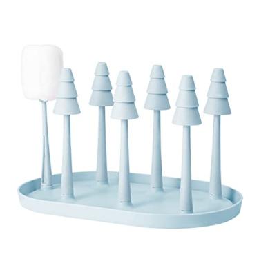 Imagem de Rack de Secagem Copos com Escova Suporte para Garrafas Copo Vidro Prateleira Armazenamento Economia Espaço na Bancada da Cozinha Armário Bandeja Drena