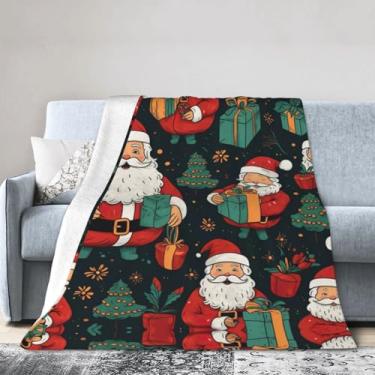 Imagem de Cobertor grande ultramacio com estampa de Feliz Natal, perfeito para cama, sofá e viagens, manta de flanela aconchegante e quente