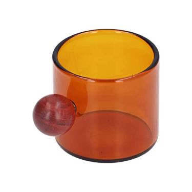 Imagem de Cryfokt Copo de café de Vidro Estilo Simples e Vintage Caneca de chá Resistente Ao Calor para Uso Doméstico e de Escritório (Âmbar)