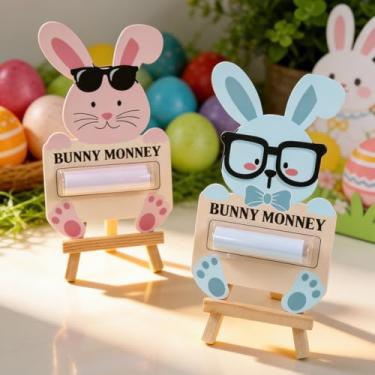 Imagem de Porta-dinheiro de Páscoa para presente, diferentes cartões de dinheiro em forma de coelho com capa de protetor labial de plástico, presente de cartão de dinheiro surpresa de férias faça você mesmo