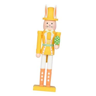 Imagem de BLWOTMOR Estatueta Quebra-Nozes Da Páscoa, Escultura de Animal em Madeira, Ornamento Decorativo Original, Ideal para Escritório, Prateleira, Sala de Est, Amarelo, Tamanho real