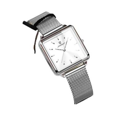 Imagem de Relógio De Pulso Feminino À Prova d'Água Em Aço Inoxidável Com Malha Q