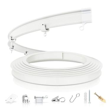 Imagem de AJAZZ Suporte de teto para trilho de cortina de teto, 5 m, branco, varão de cortina curvado, trilho de cortina deslizante, trilhos de cortinas flexíveis