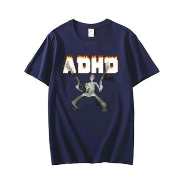 Imagem de Camiseta Oversized Unissex Com Estampa De Esqueleto Meme ADHD, Humor C