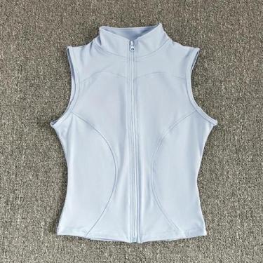 Imagem de Top De Yoga Feminino Sem Mangas, Ajuste Slim, Secagem Rápida, Com Gola