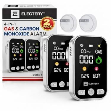 Imagem de Detector de monóxido de carbono conectado, detectores 4 em 1 de gás e monóxido de carbono com display digital, detector de vazamento de gás natural para cozinha de trailer, alarme duplo de 85 dB