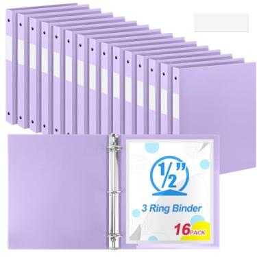 Imagem de Henoyso 16 fichários de 3 anéis redondos de 1/5.1 cm, tamanho carta, 20 cm x 28 cm, fichário flexível de plástico, comporta 100 folhas com 1 bolso, organizador versátil para escritório, casa, escola