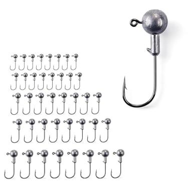 Imagem de Ganchos de pesca com 5 tamanhos, kit sortido para pesca em água doce e salgada, cabeças de isca de natação com caixa de pesca, ideal para truta e robalo, 40 peças