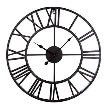 Imagem de U5GAAALPPQ9 Relógio de parede decorativo, relógio retrô europeu com grandes números romanos interior silencioso operado por bateria relógio de metal para casa, sala de estar, cozinha dourado 58 cm