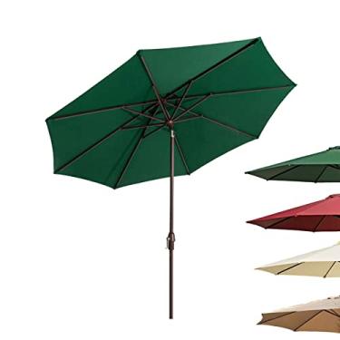 Imagem de Guarda-sol inclinável de 2,7 m, vinho, verde escuro, bege, cáqui, guarda-chuva de jardim de café com manivela para acampamento ao ar livre, pátio, acampamento, guarda-sol (verde escuro 2,7 m)