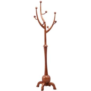 Imagem de SLGGPJBU Cabideiro de madeira com economia de espaço, suporte de madeira, independente, resistente, para árvore, com 8 ganchos, suporte de casaco para entrada de entrada