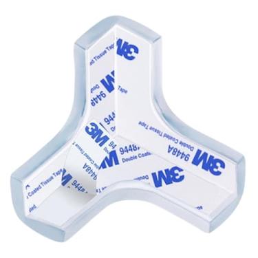 Imagem de Protetor de Quina em T, PVC Transparente com Fita Adesiva 3M, 33x33x33mm, Kit com 4 Unidades