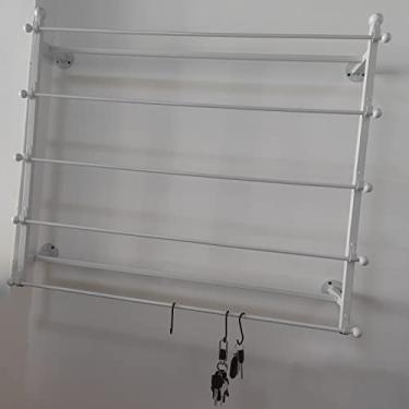 Imagem de Organizador de fita - barras transversais destacáveis, bobina/rack de papéis de embrulho com ganchos, suporte de gravata de parede de ferro de 4 camadas, sala de artesanato (cor: dourado, tamanho: 80