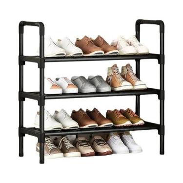 Imagem de Prateleira De Sapatos Pequena Multi-camadas Preta Simples Para Armazen