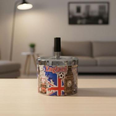 Imagem de Cinzeiro Com Tampa Giratória Metal Reservatorio Sem Cheiro anti Odor -