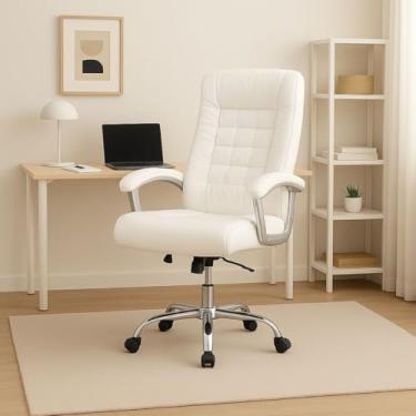 Imagem de Cadeira De Escritório Miami Presidente Ergonômica Tecnológica Com 42 Molas Ensacadas Revestimento Pillow Top No Assento E No Encosto Com Sistema Relax com Trava Luvinco Branco