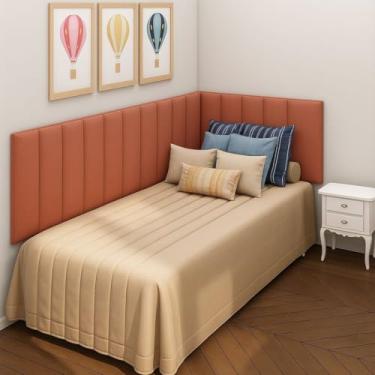 Imagem de Kit 15 Cabeceira Modular Estofada em L 45x20cm para Cama Box Casal Queen King Luxo(17,TERRA COTA)