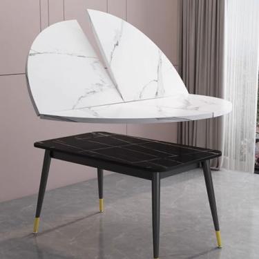Imagem de Tampo de mesa circular dobrável de 100 ~ 200 cm, mesa de evento de mármore branco sem pernas, mesa redonda portátil armazenável, mesa de jantar versátil para restaurante doméstico (120 cm))