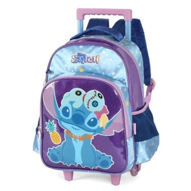Imagem de Mochila Escolar Stitch Com Rodinha Luxcel Violeta P/ Meninas
