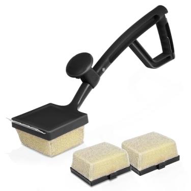 Imagem de SHINESTAR Kit de limpeza de chapa sem cerdas – Escova de churrasqueira a vapor com 2 cabeças de substituição e raspador para grelhas de ferro fundido e aço inoxidável, excelentes ferramentas de