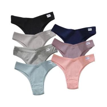 Imagem de Calcinhas Brasileiras De Algodão Listradas De Cintura Baixa Para Mulhe