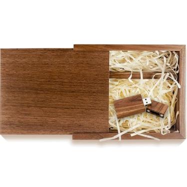 Imagem de Pen drive USB 3.0 de madeira de 128 GB, unidade USB de casamento TATMOHIK com caixa para armazenar fotos, pen drive USB de madeira com caixa de presente USB para aniversário/casamento/dia de Natal