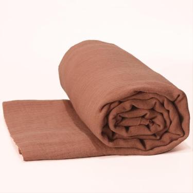 Imagem de Livstxle Tecido de musselina de algodão da The Yard, tecidos de gaze de algodão leve de 133 cm de largura para costura, cobertor, pijama, lençol de cama e artesanato DIY (marrom, 5 jardas)