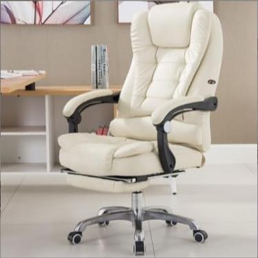 Imagem de Cadeira de escritório executiva ergonômica – Cadeira reclinável para casa e conferência, cadeira Boss marrom elegante com função de elevação, assento confortável de lazer para funcionários e