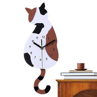 Imagem de Relógio de parede, design silencioso de gato sem tique-taque - relógio de parede para quarto, para aluguel de negócios, sala de estar, cozinha, hotel, restaurante, apartamento