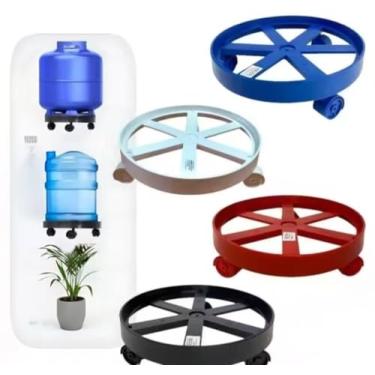 Imagem de Suporte com Rodinhas para Botijão de Gás, Galão de Água e Vasos, Plástico Resistente, 30cm Diâmetro, Capacidade 55kg, 1 Unidade, Cor Aleatória