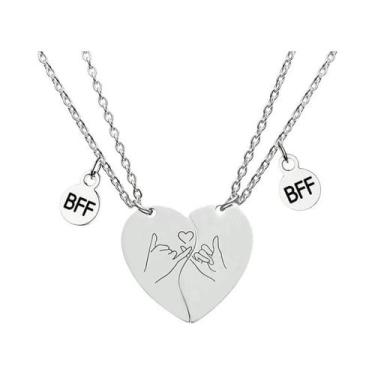 Imagem de Colares De Casal Com Pingente De Coração Pink Promise Em Aço Inoxidáve