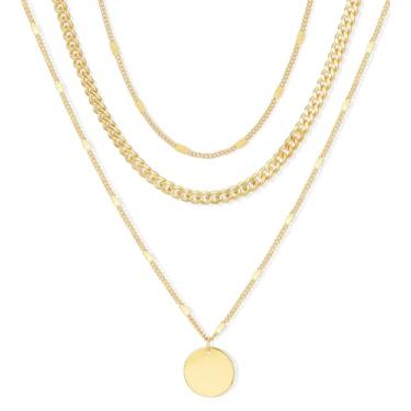 Imagem de YEEZII 3 colares de ouro em camadas para mulheres modernos, colar de corrente com clipe de papel banhado a ouro 14K, conjunto de joias com pingente de ouro feminino empilhável