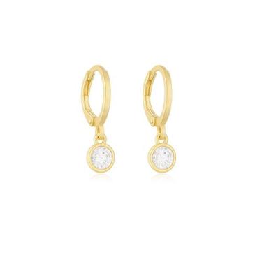 Imagem de Brinco Argola Ponto de Luz Zircônia Cristal Banhado a Ouro - Lazzuli J