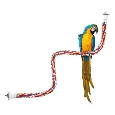 Imagem de Poleiro de Corda para Pássaros Brinquedo Mordida Papagaios Flexível Suporte Gaiola Instalação sem Ferramentas Pouso e Treinamento Gaiolas