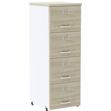 Imagem de Armário De Arquivo Oficio Pe25 Pandin 45,70 Cm Em Mdp Nogueira Casablanca E Branco 4 Gavetas