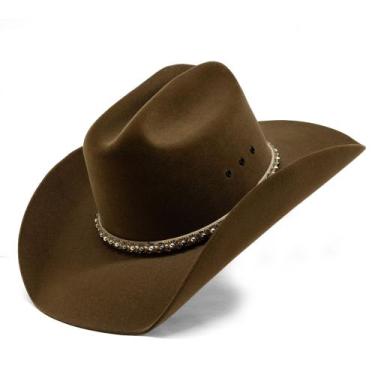 Imagem de Chapeú Americano Café com Bandinha de Strass Atreviu's Country - Atrev